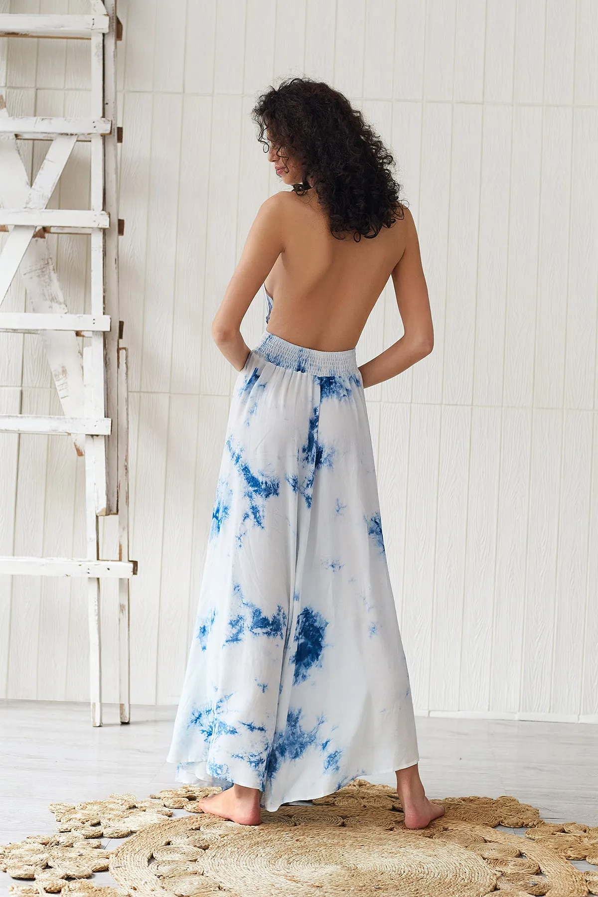 backless deep V neck sleeveless maxi summer sexy beach dress