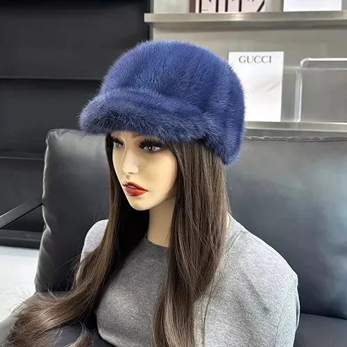 Fashion Real Mink Fur Winter Women Hat Genuine Outdoor Cap