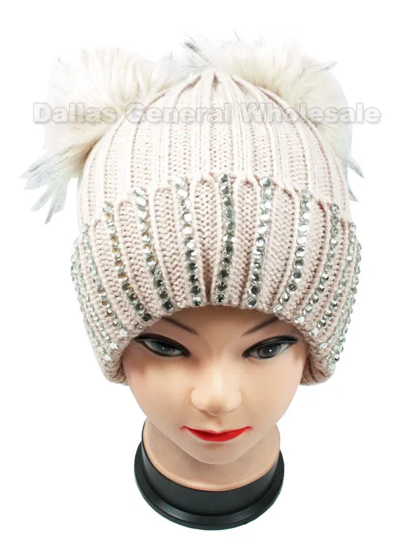 Ladies Pom Pom Ball Insulated Beanie Caps Wholesale